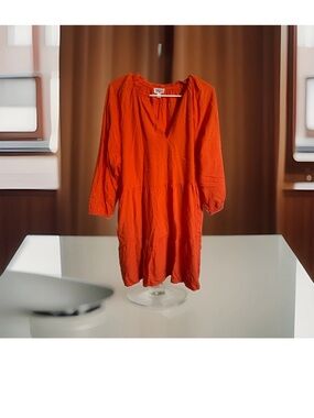 Bright  Orange Carolyn Mirand X  tiered mini dress from the Drop Collection L